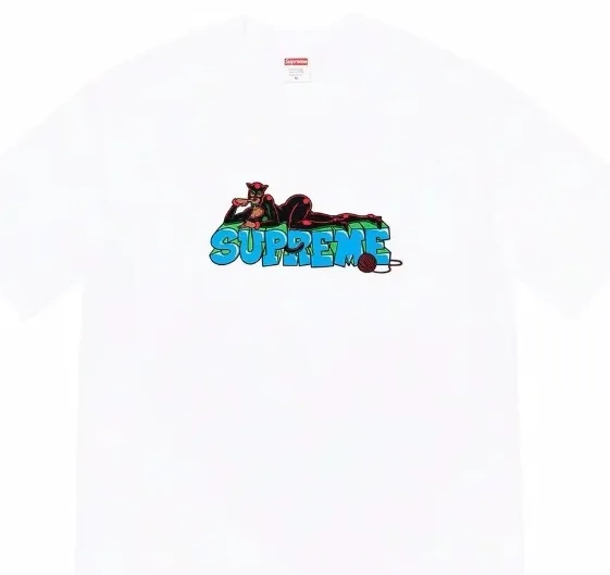 M T-shirt L XL Catwoman Letter and Sleeve 22FW White Short Cartoon Tee Pattern Black Printed S Week 0610